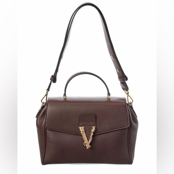 Versace Brown Virtus Tote Bag Leather NWT - Picture 2 of 10